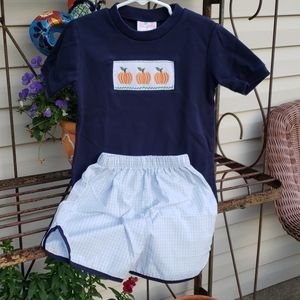 Stellybelly 3t boys pumpkin short set